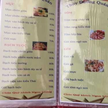 Thực đơn- Thùy Dương - Quán Nhậu Gia Đình