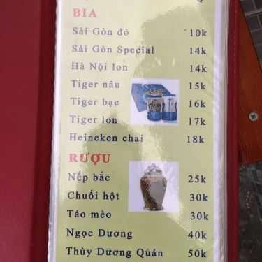 Thực đơn- Thùy Dương - Quán Nhậu Gia Đình
