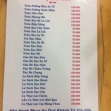 Thực đơn- Quán Nhậu Trâu Đồng Quê 3 - Đường Số 41