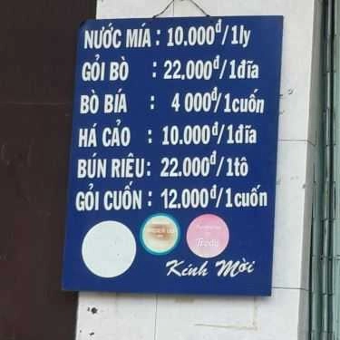 Thực đơn- Ăn vặt Quán Nước Mía 93 - Cách Mạng Tháng 8