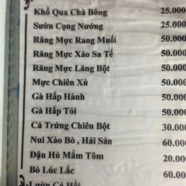 Thực đơn- Quán Nhậu Quán G5 - Món Nướng Bình Dân