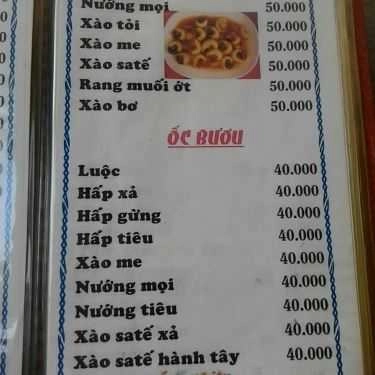 Thực đơn- Quán Nhậu Quán Ốc 126 - Đường Số 9