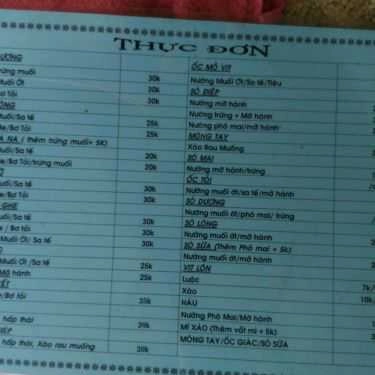 Thực đơn- Quán Nhậu Quán Ốc 2A - Lê Quang Sung