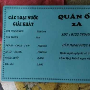 Thực đơn- Quán Nhậu Quán Ốc 2A - Lê Quang Sung