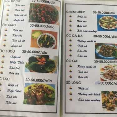 Thực đơn- Quán Nhậu Quán Ốc 558