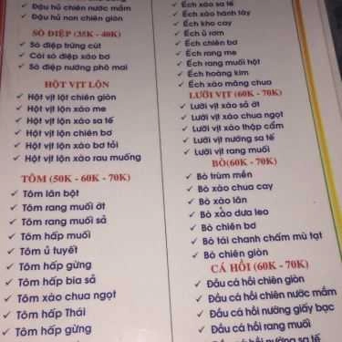 Thực đơn- Quán Nhậu Quán 9999 - Ốc & Hải Sản