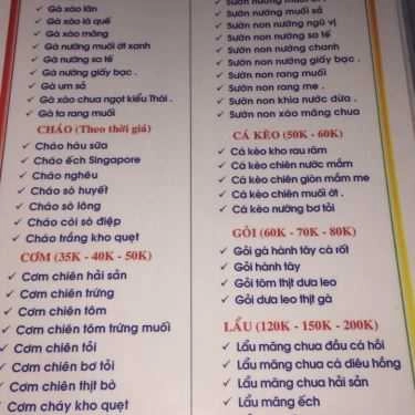 Thực đơn- Quán Nhậu Quán 9999 - Ốc & Hải Sản
