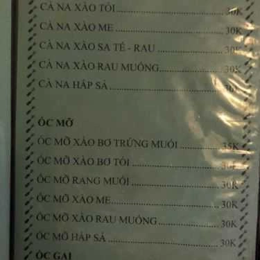 Thực đơn- Ăn vặt Quán Ốc Bo - Ốc Nướng & Ốc Hấp