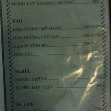 Thực đơn- Ăn vặt Quán Ốc Bo - Ốc Nướng & Ốc Hấp