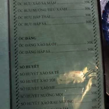 Thực đơn- Ăn vặt Quán Ốc Bo - Ốc Nướng & Ốc Hấp