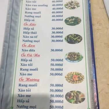 Thực đơn- Quán Nhậu Quán Ốc Gia Đình - Đinh Đức Thiện