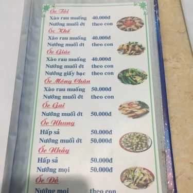 Thực đơn- Quán Nhậu Quán Ốc Gia Đình - Đinh Đức Thiện
