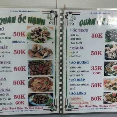 Thực đơn- Ăn vặt Quán Ốc Hạnh 262