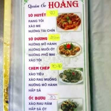 Thực đơn- Quán Nhậu Quán Ốc Hoàng - Nguyễn Thượng Hiền