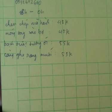 Thực đơn- Quán Nhậu Quán 62 - Ốc, Lẩu & Các Món Nướng