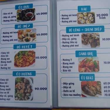 Thực đơn- Quán Nhậu Quán Út Vân 2 - Hải Sản Tươi Sống