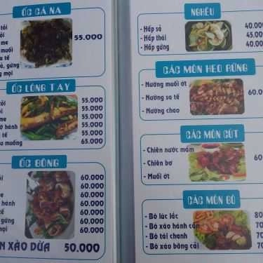 Thực đơn- Quán Nhậu Quán Út Vân 2 - Hải Sản Tươi Sống