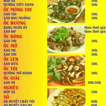Thực đơn- Ăn vặt Quán Ốc Sơn