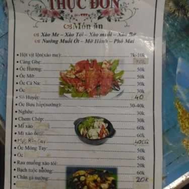 Thực đơn- Quán Nhậu Ý Nhi - Ốc & Hải Sản