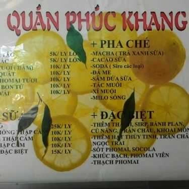 Thực đơn- Quán Phúc Khang - Trà Sữa & Ăn Vặt