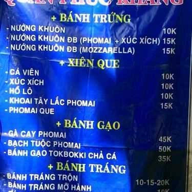 Thực đơn- Quán Phúc Khang - Trà Sữa & Ăn Vặt