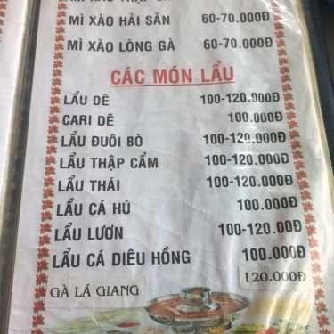 Thực đơn- Quán Nhậu Sơn Lâm - Dê Tươi & Các Món Lẩu