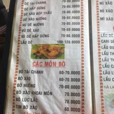 Thực đơn- Quán Nhậu Sơn Lâm - Dê Tươi & Các Món Lẩu