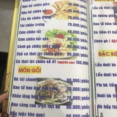 Thực đơn- Quán Nhậu Subin Quán - Lẩu Đuôi Bò