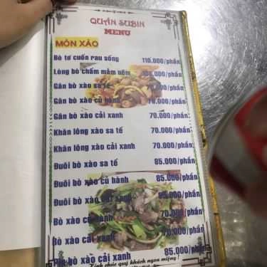Thực đơn- Quán Nhậu Subin Quán - Lẩu Đuôi Bò