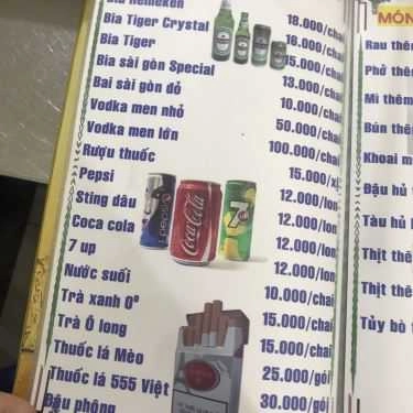 Thực đơn- Quán Nhậu Subin Quán - Lẩu Đuôi Bò