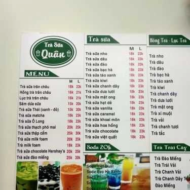 Thực đơn- Cafe Quân - Trà Sữa