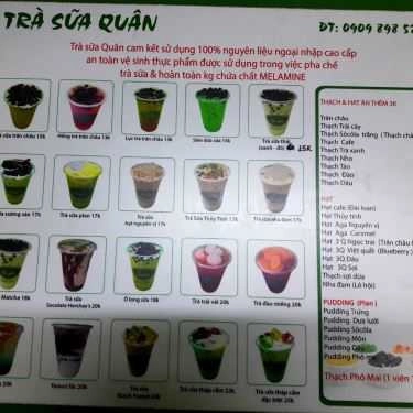 Thực đơn- Cafe Quân - Trà Sữa