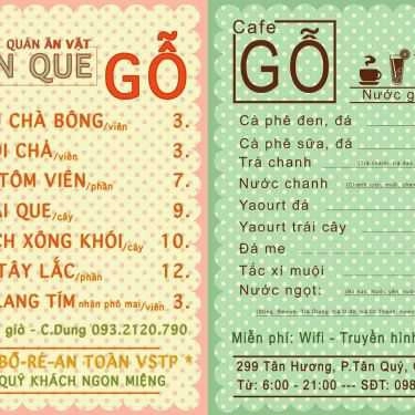 Thực đơn- Ăn vặt Quán Gỗ - Xiên Que