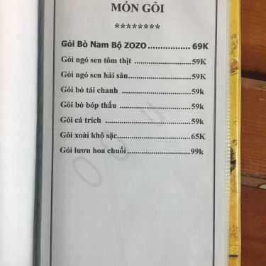 Thực đơn- Quán Nhậu Quán Zozo - Nướng & Lẩu