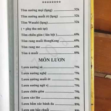 Thực đơn- Quán Nhậu Quán Zozo - Nướng & Lẩu