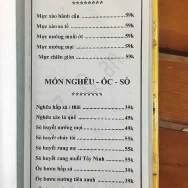 Thực đơn- Quán Nhậu Quán Zozo - Nướng & Lẩu