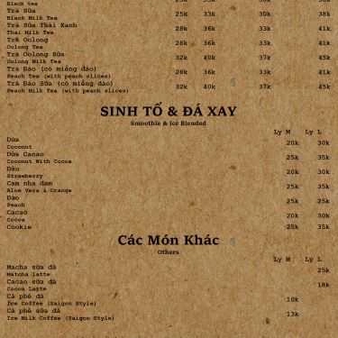 Thực đơn- Cafe Quầy Nhà Chế - Trà Sữa & Topping Nhà Làm 100%