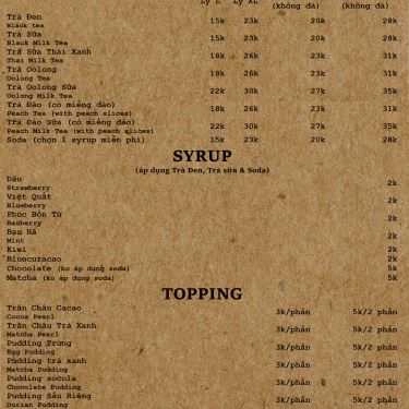 Thực đơn- Cafe Quầy Nhà Chế - Trà Sữa & Topping Nhà Làm 100%
