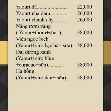 Thực đơn- Quốc Huy Cafe - Bùi Thanh Khiết