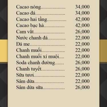 Thực đơn- Quốc Huy Cafe - Bùi Thanh Khiết