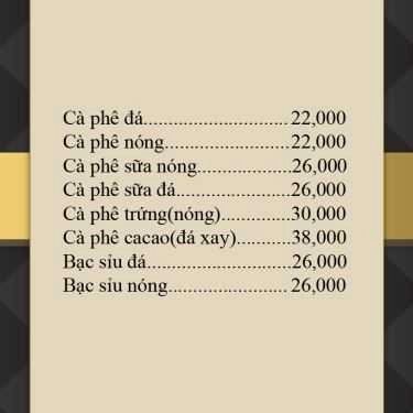 Thực đơn- Quốc Huy Cafe - Bùi Thanh Khiết