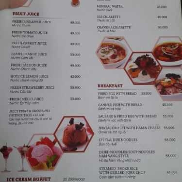 Thực đơn- Rita Võ Cafe - Trần Não