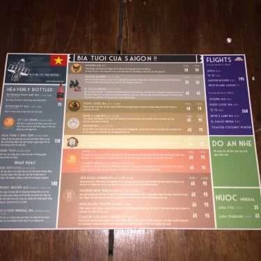 Thực đơn- Bar Rogue Saigon - Craft Beer