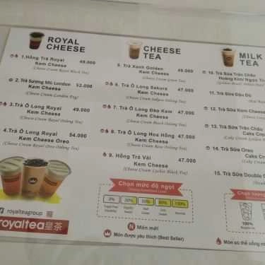 Thực đơn- Cafe Royaltea Vietnam - Cách Mạng Tháng 8