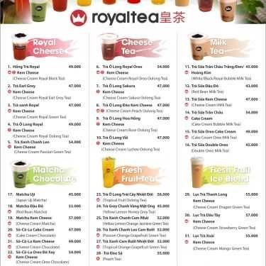Thực đơn- Cafe Royaltea - Trà Sữa Hồng Kông - 444A Cộng Hòa