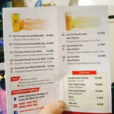 Thực đơn- Cafe Royaltea - Trà Sữa Hồng Kông - 444A Cộng Hòa