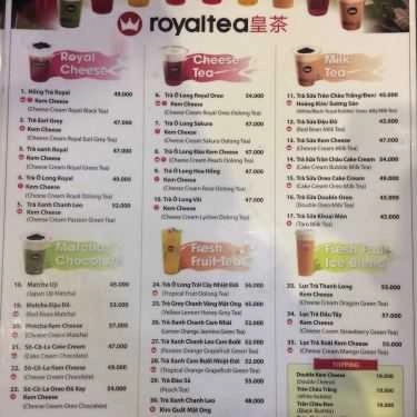 Thực đơn- Cafe Royaltea - Trà Sữa Hồng Kông - 444A Cộng Hòa