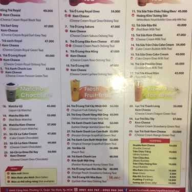 Thực đơn- Cafe Royaltea - Trà Sữa Hồng Kông - 444A Cộng Hòa