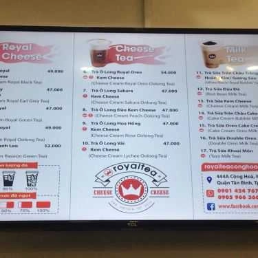 Thực đơn- Cafe Royaltea - Trà Sữa Hồng Kông - 444A Cộng Hòa