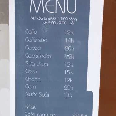 Thực đơn- Rùa Coffee